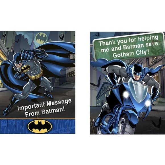 8~BATMAN 8 INVITATIONS AND 8 THANK YOU NOTES   PARTY SUPPLIES - Picture 3 of 5